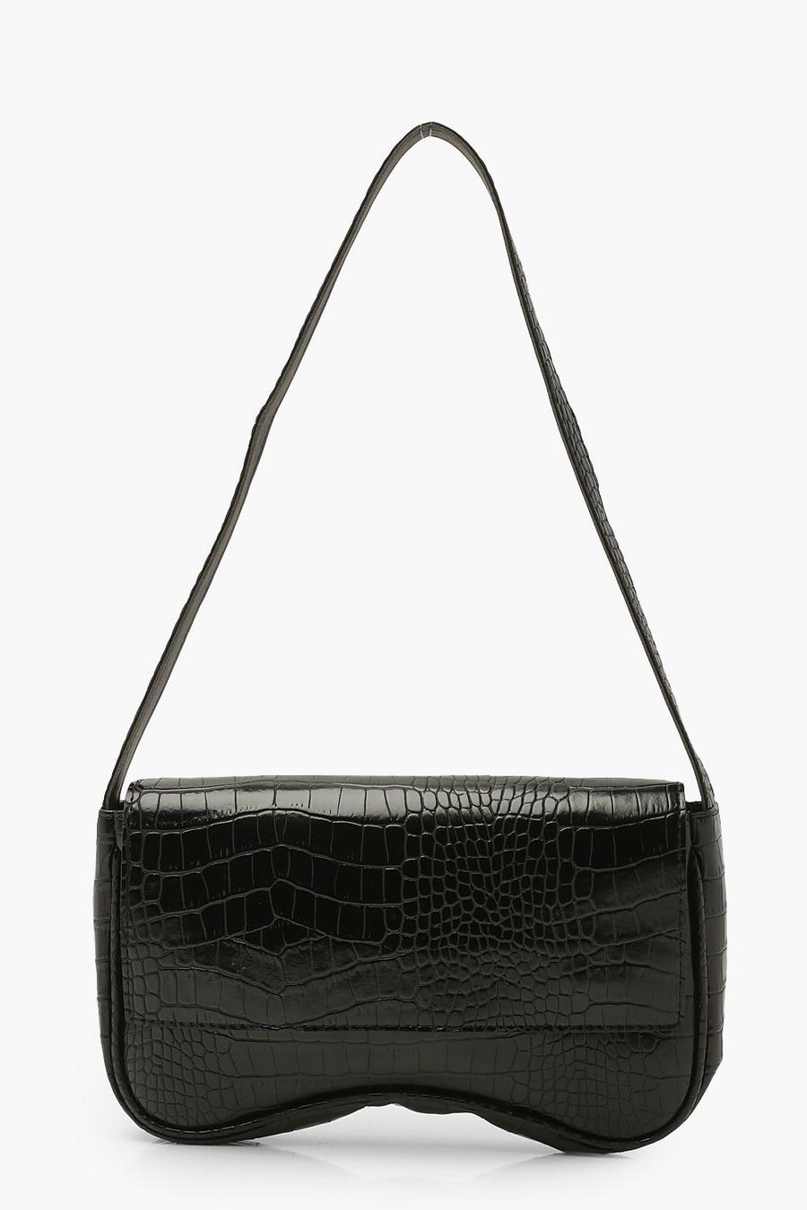 Black Handväska med krokodilskinnseffekt image number 1