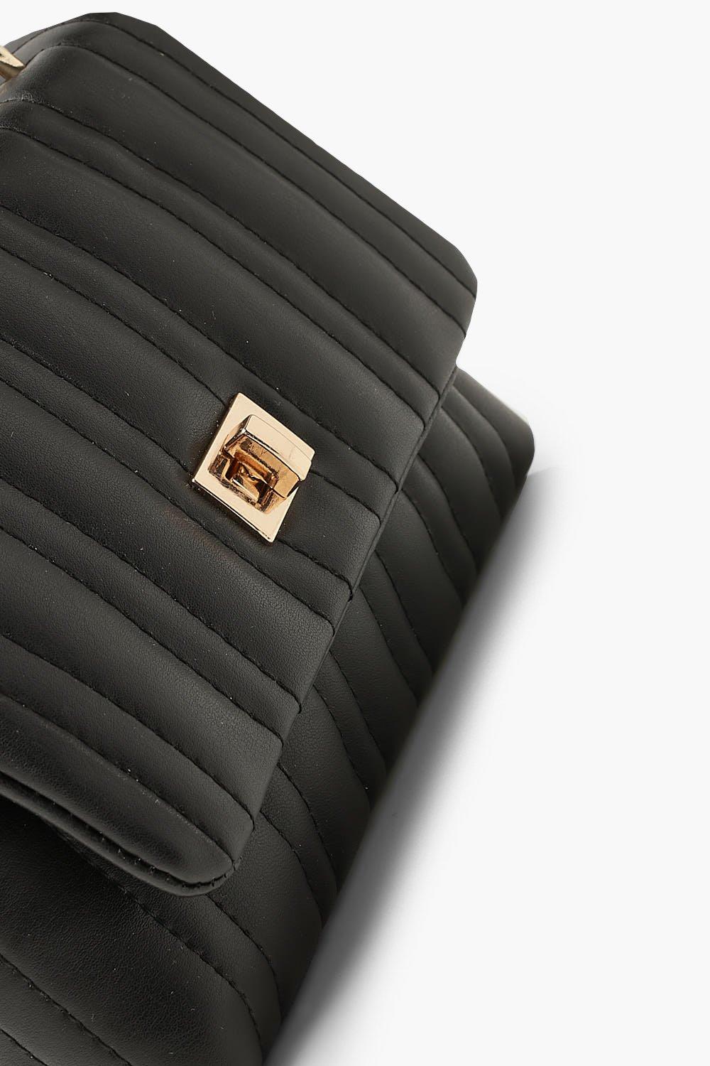 Quilted Lock Detail Mini Cross Body Bag boohoo IE