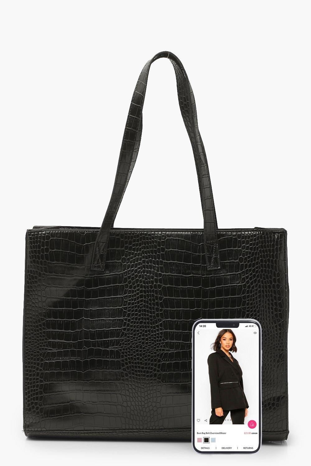 Black tote store bag boohoo