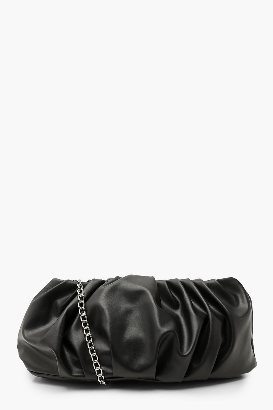 Black Oversized Slouchy Gathered Clutch Bag image number 1