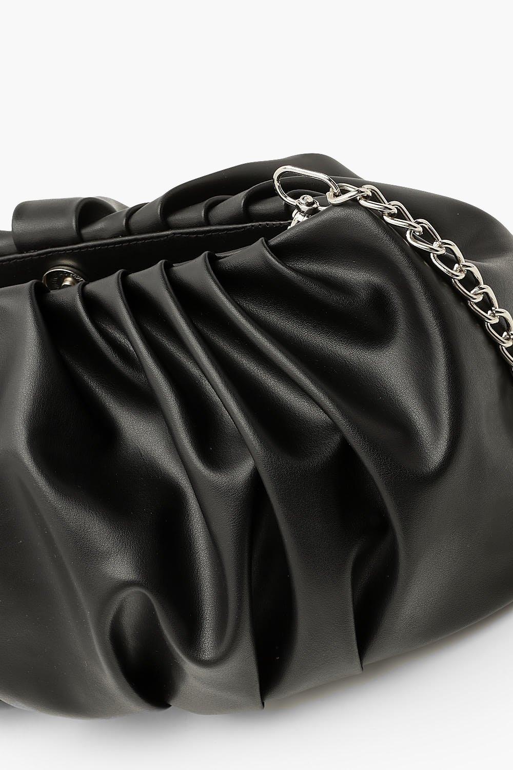 Boohoo Structured Suedette Clutch Bag & Chain