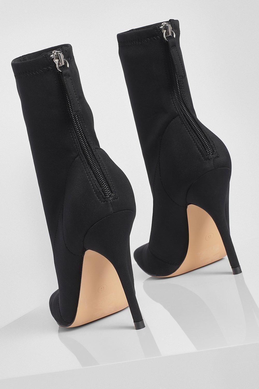 Black zip store back heeled boots