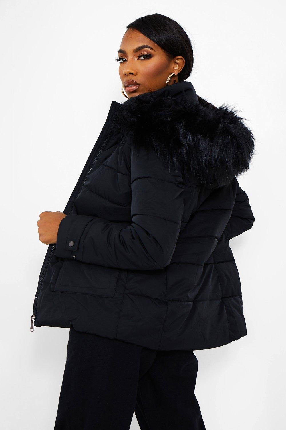 fur lined padded jacket