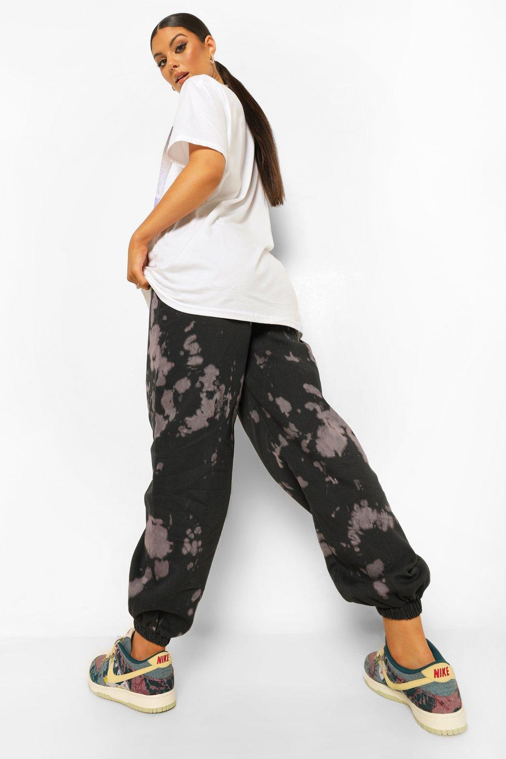 Black Tie Dye Denim Cuff Jogger