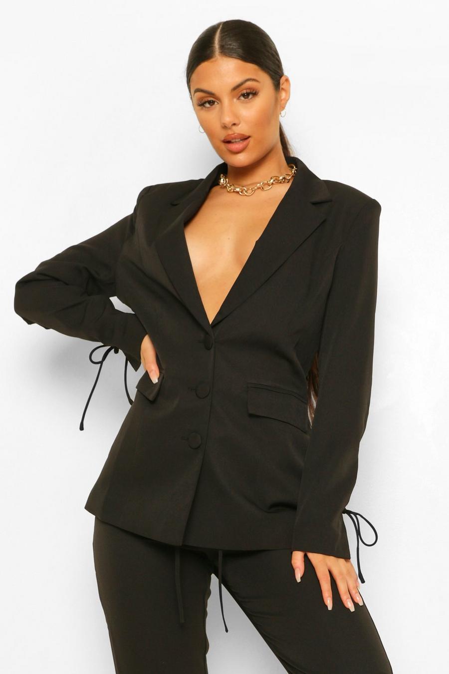 Tailored Lace Up Sleeve Fitted Blazer image number 1
