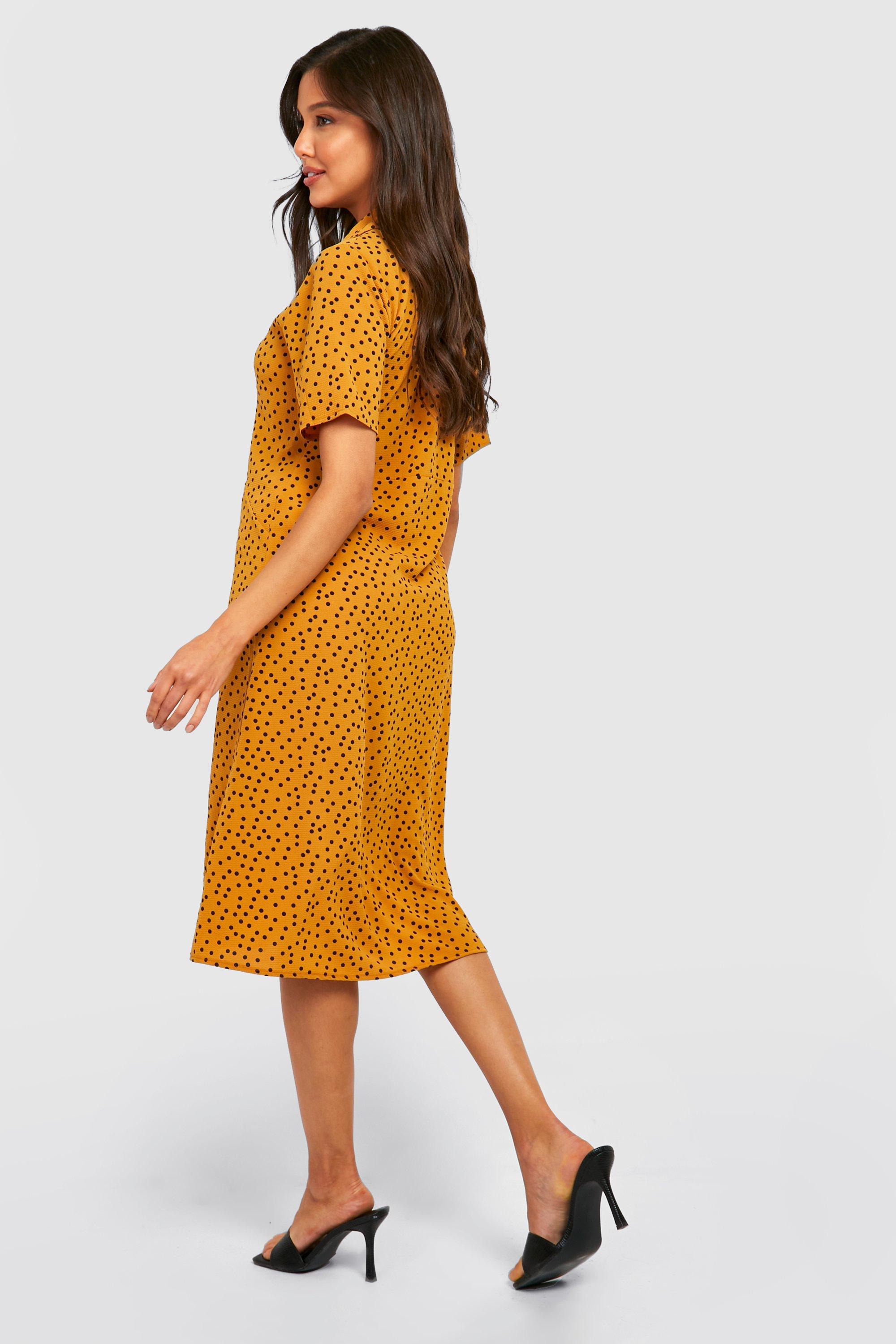 Boohoo yellow shop polka dot dress