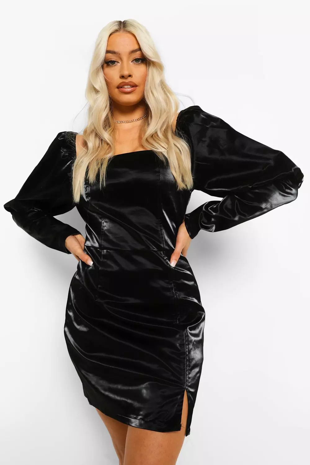 Boohoo on sale pu dress