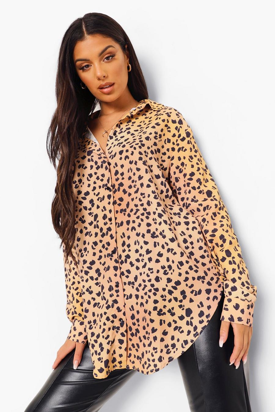 Oversized Hemd mit Leopardenmuster, Violett image number 1
