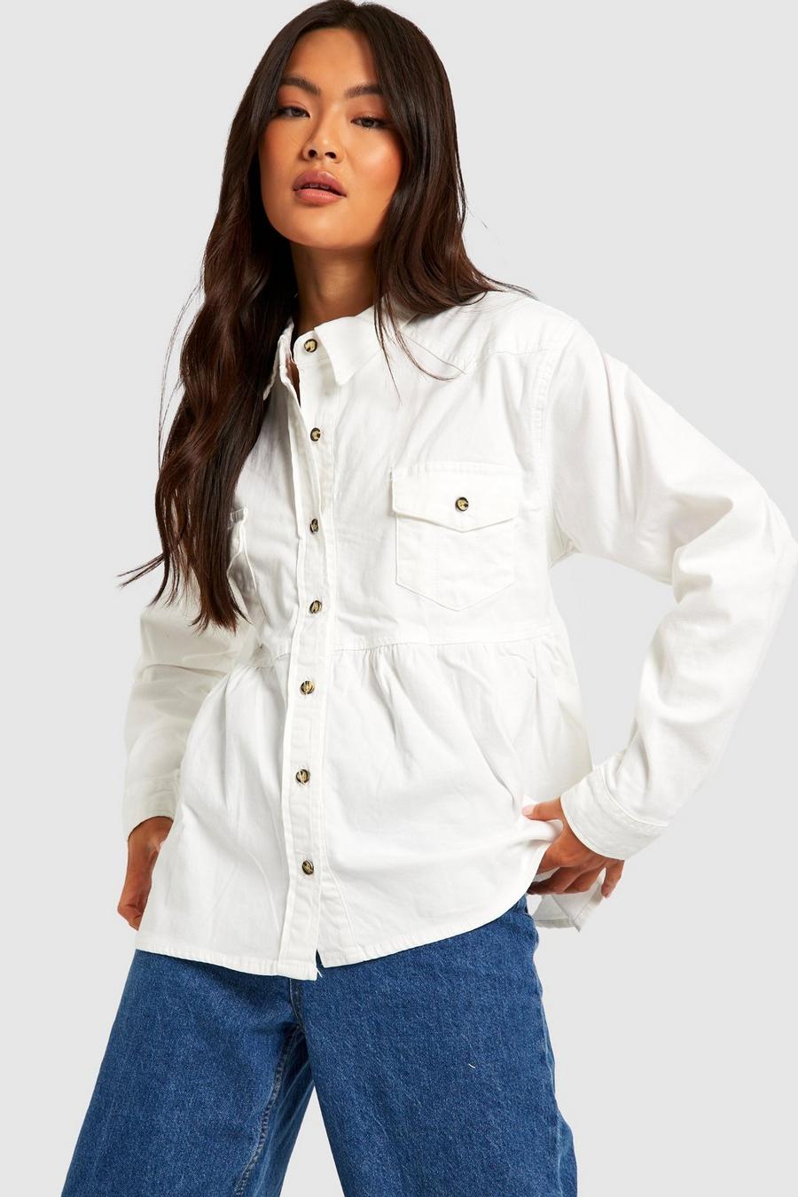 Top oversize en jean, White image number 1