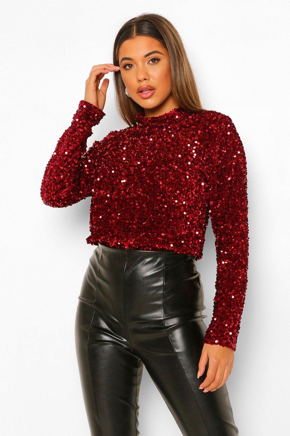 sequin open back top