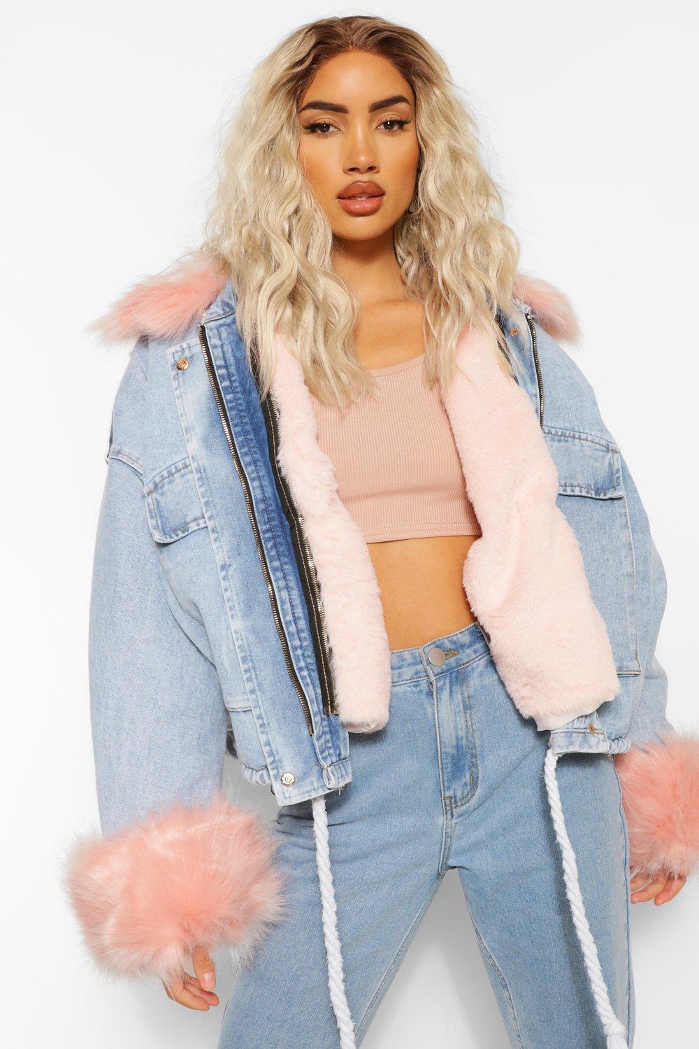 i saw it first pink denim jacket