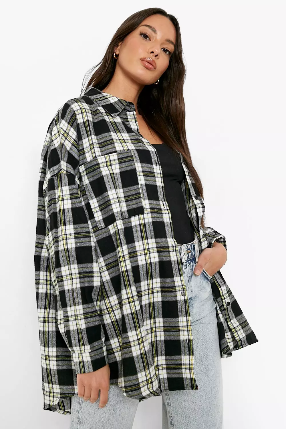 Black Oversized Checked Shirt alternative image