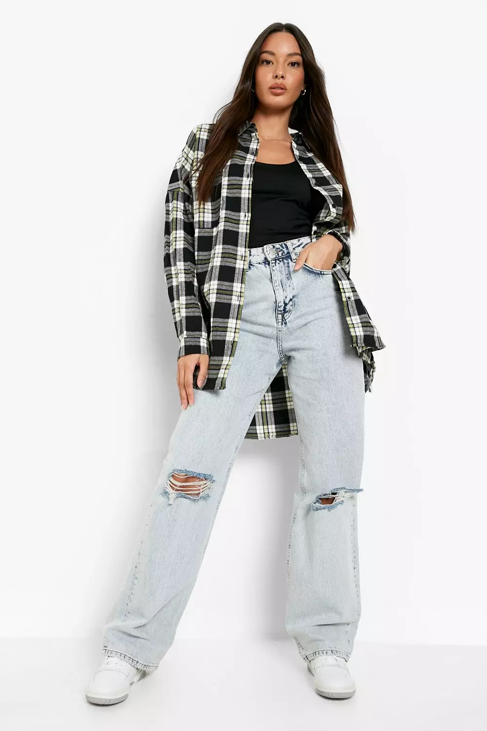 Black Oversized Checked Shirt alternative image