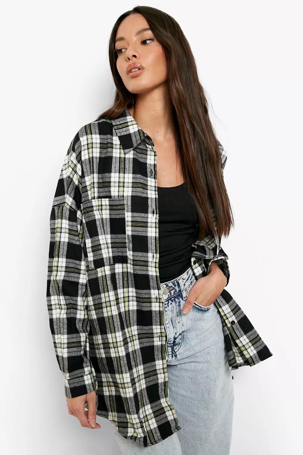 Black Oversized Checked Shirt alternative image