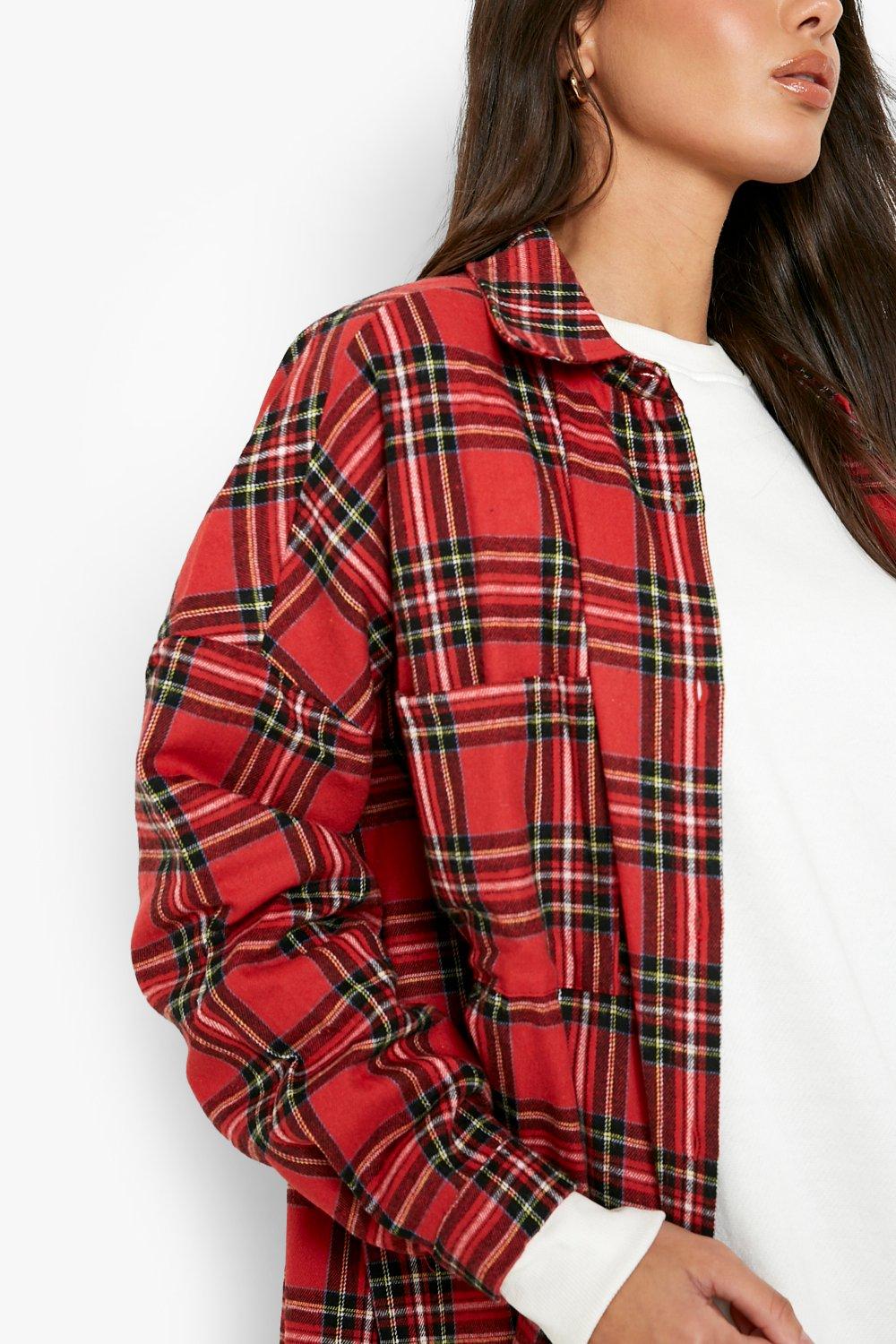Fesky Red Oversized Plaid Shirt Boyfriend Flannel Shirts for Women Long  Sleeve, 07 Red Black, Small : : Clothing, Shoes & Accessories