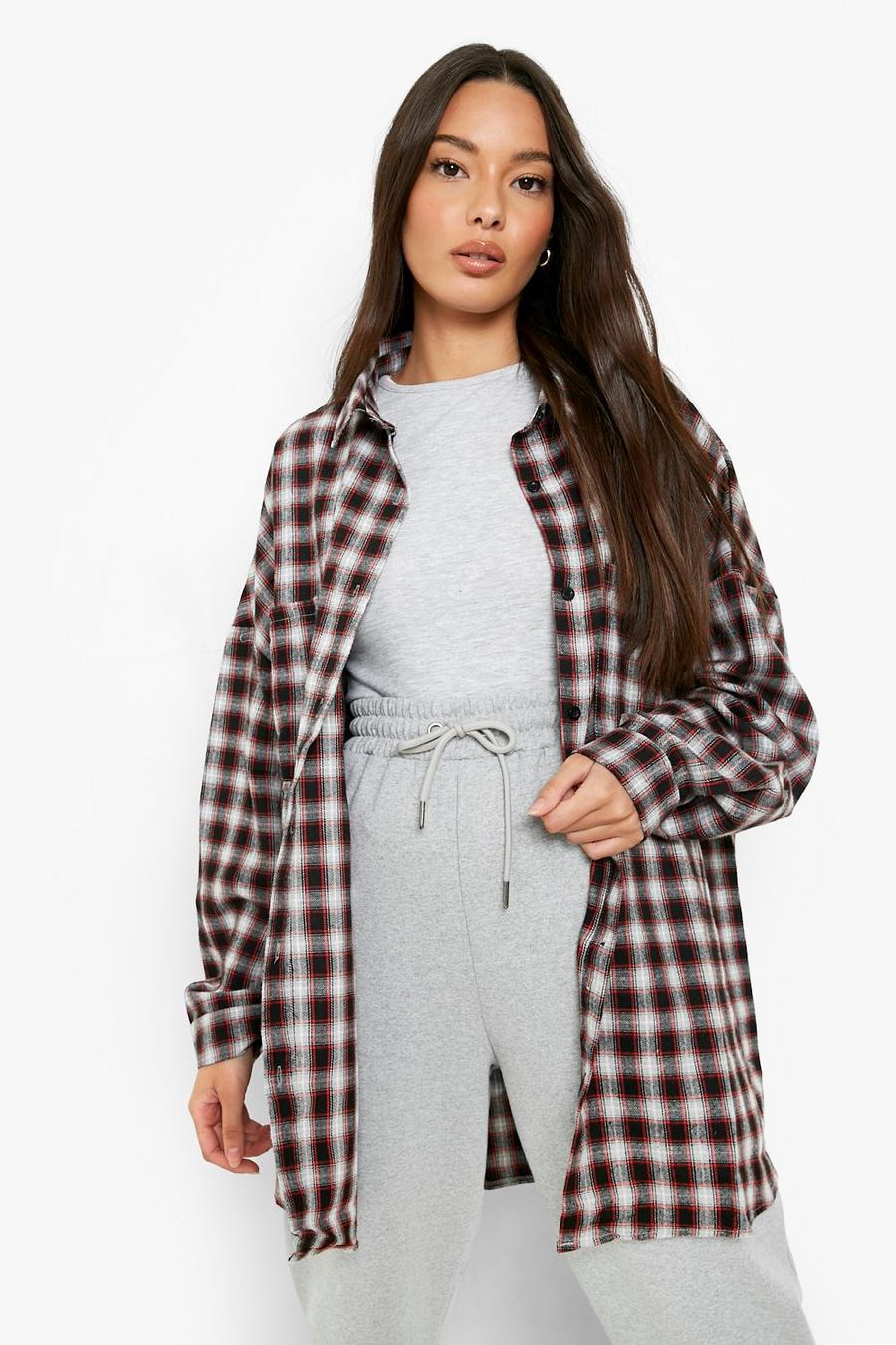 Red Oversized Checked Shirt image number 1