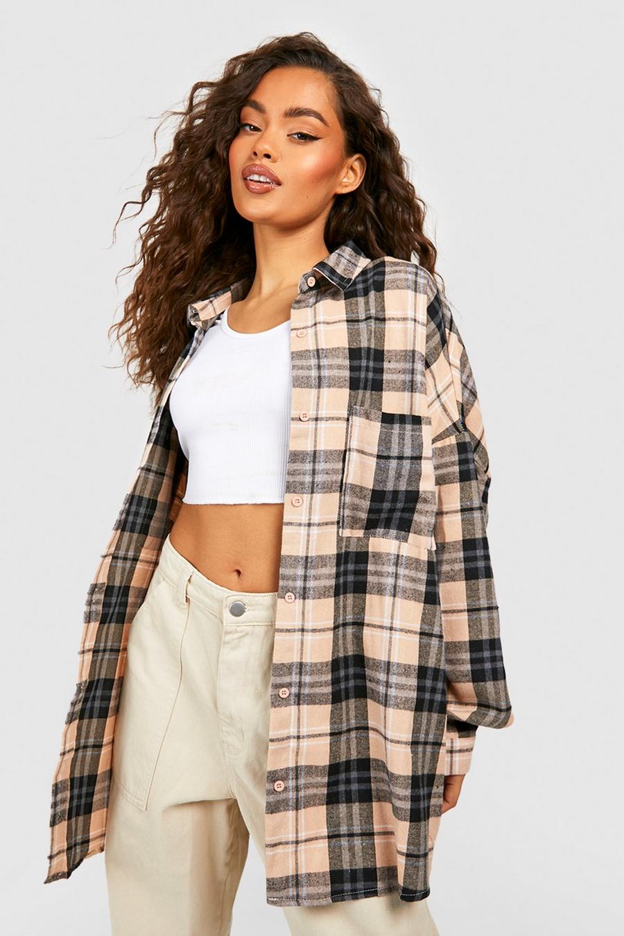 Stone Oversized Flannel Shirt image number 1