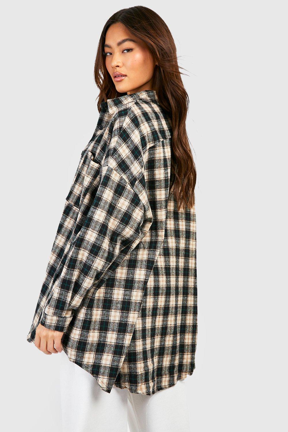 boohoo Oversized Flannel Shirt - Women's Checked Shirts