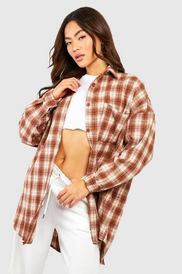 Oversized Flannel Shirt brown