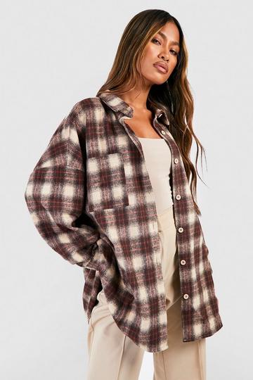 Stone Beige Oversized Flannel Shirt