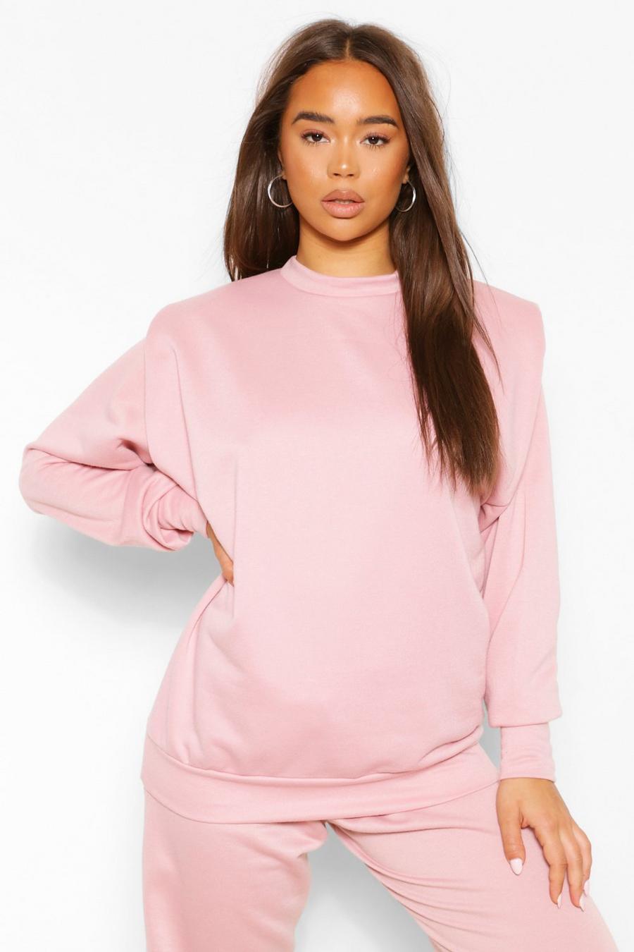 Dusty pink Sweatshirt med axelvaddar image number 1