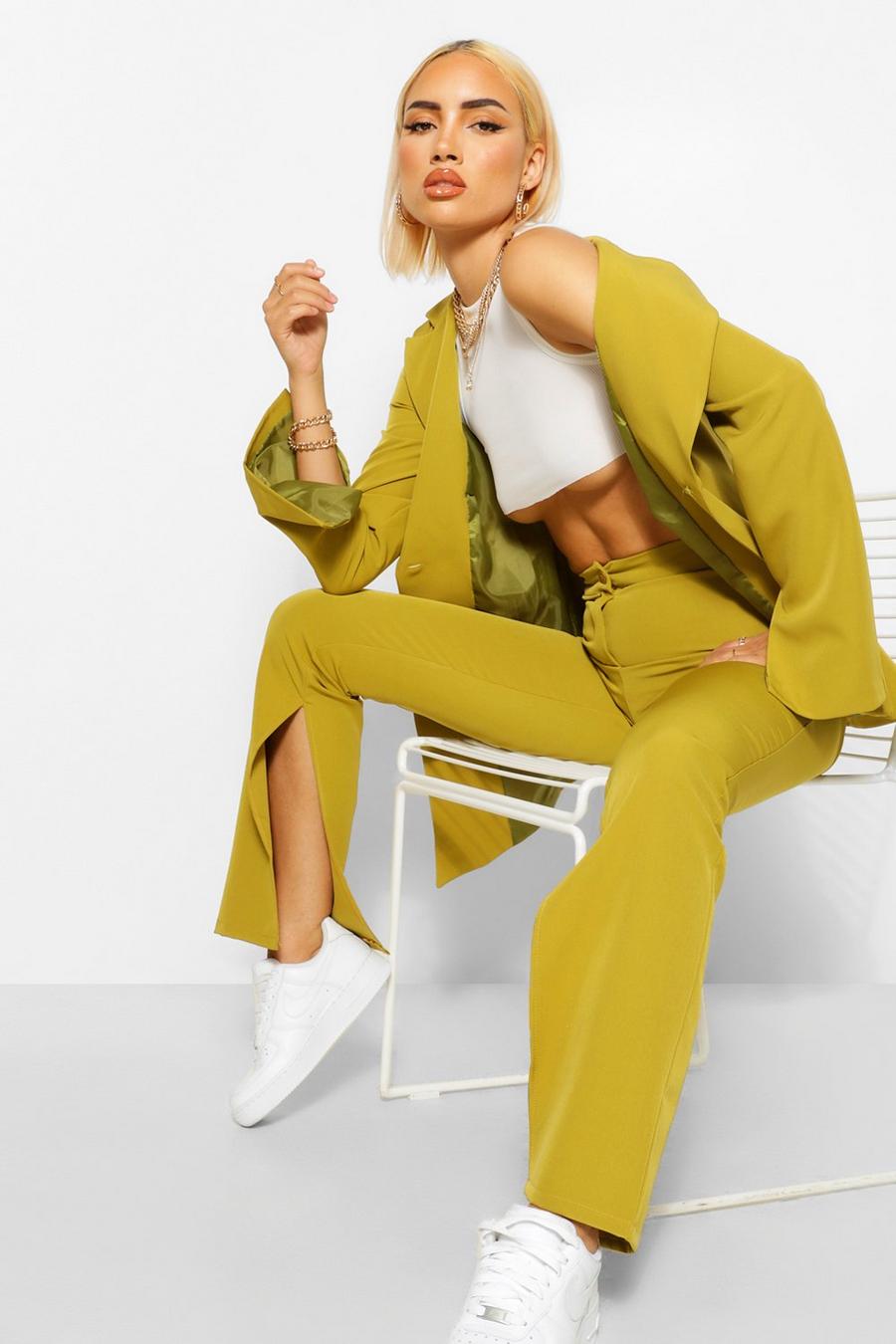 Lime Tailored Split Hem Straight Trouser image number 1