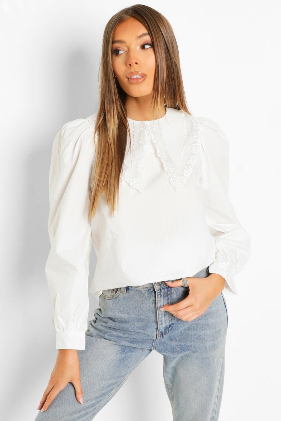 Cotton Poplin Lace Collar Shirt image number 1