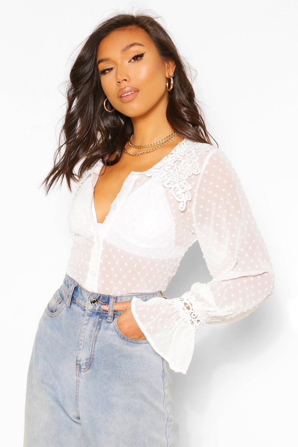 mesh blouse white