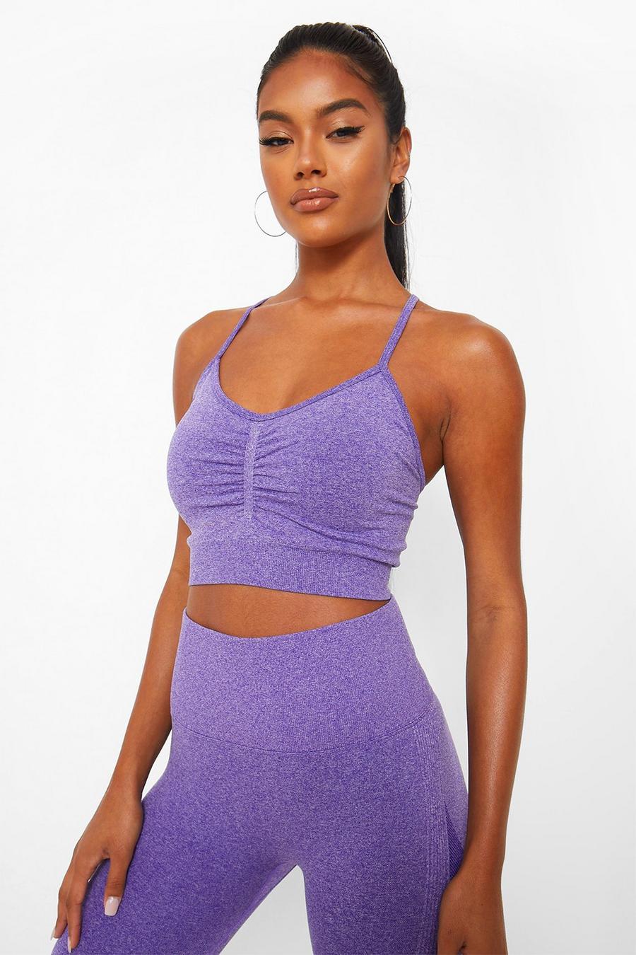 Purple Seamless Marl Firm Support Sports Bra image number 1