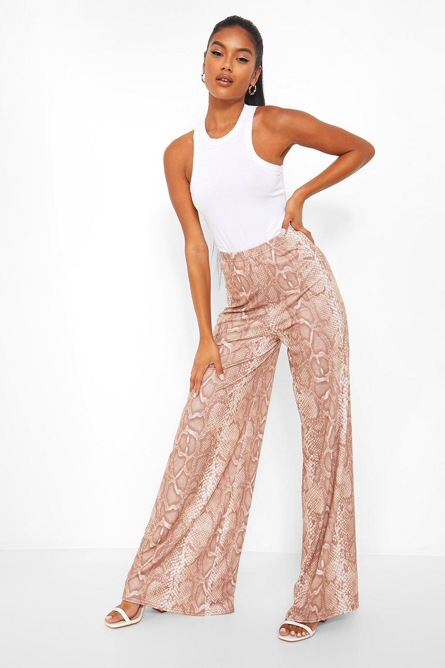 Stone Tonal Snake Jersey Wide Leg Trousers image number 1