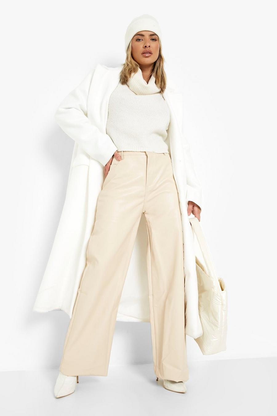 Stone Faux Leather Pu Wide Leg Pants image number 1