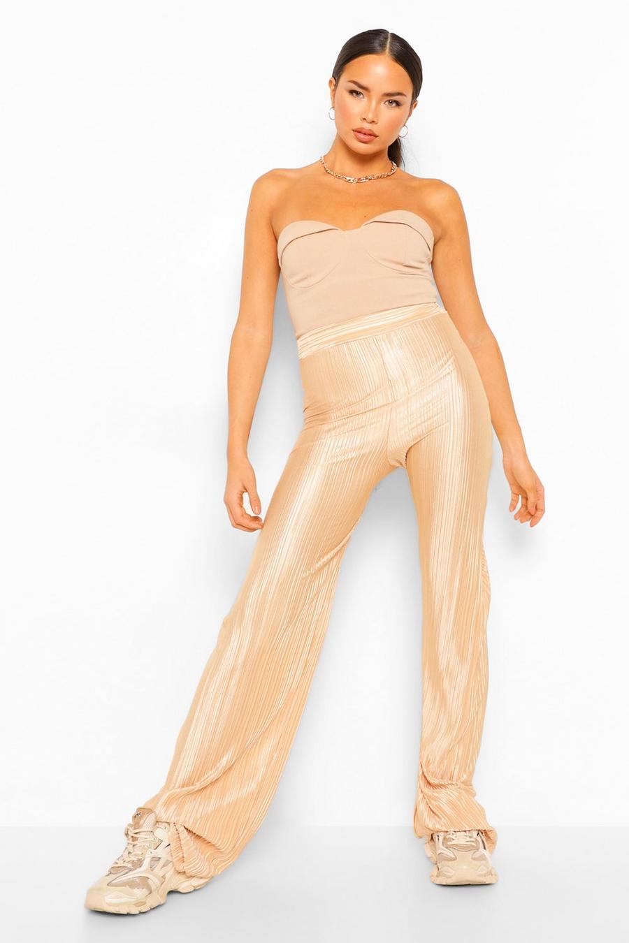 Stone Plisse Pleated High Waisted Trousers image number 1