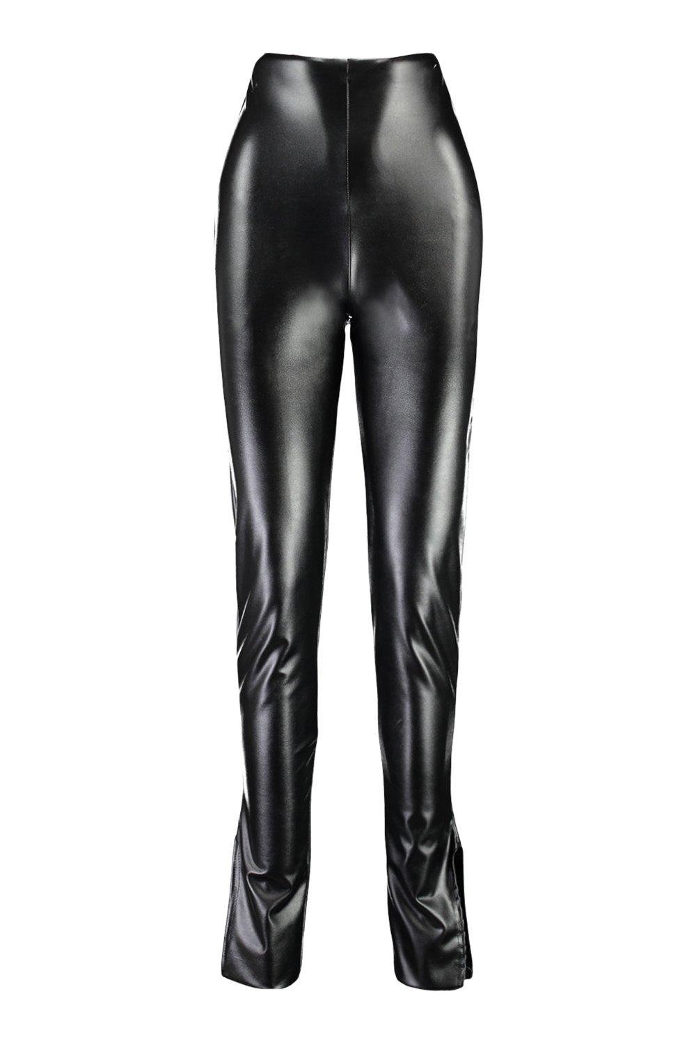 Petite Faux Leather Seamed Skinny Pants