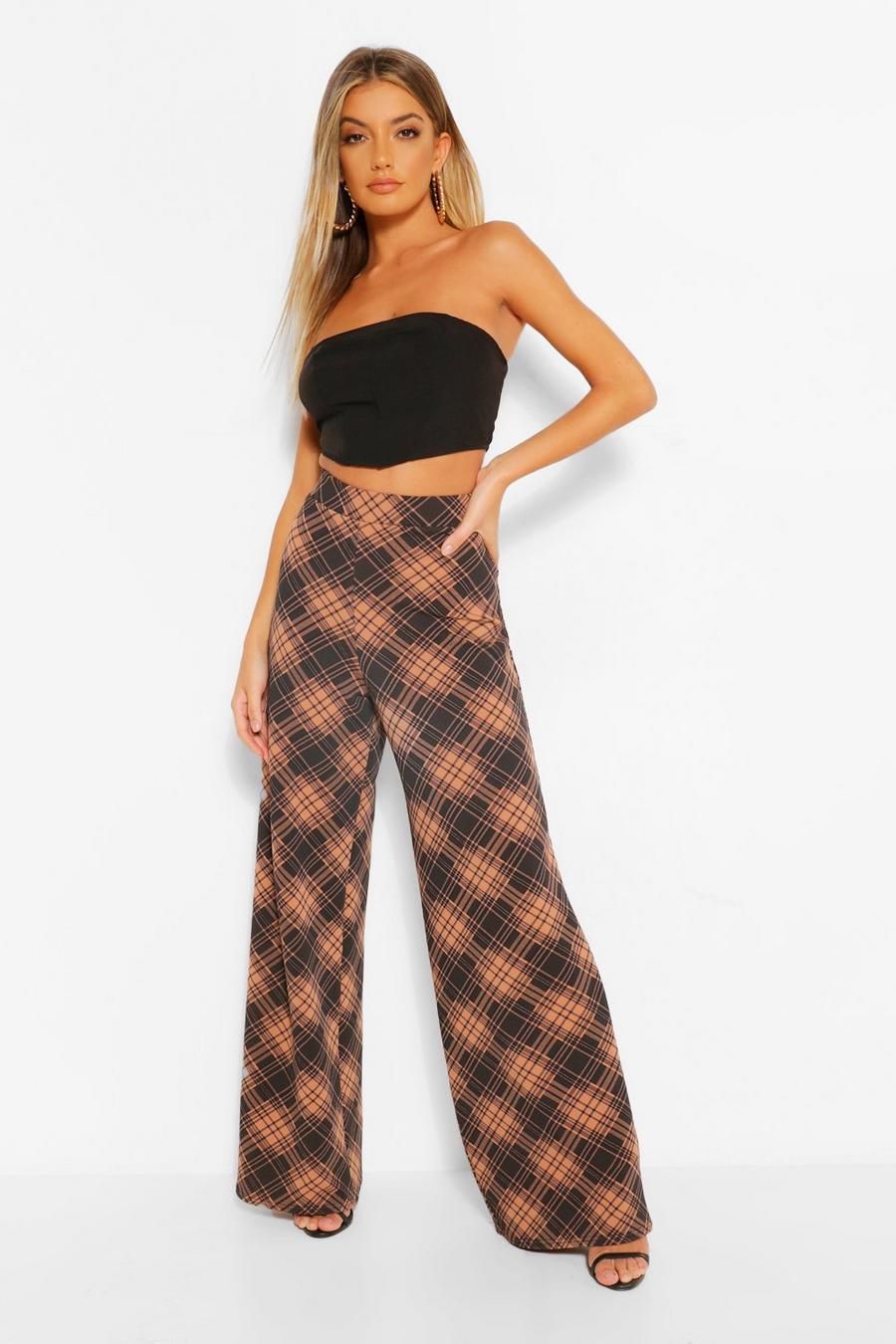 Chocolate Check Wide Leg Pants image number 1