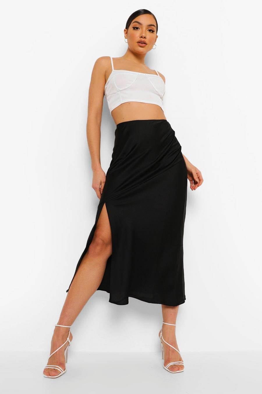 Black Satin Slip Skirt image number 1