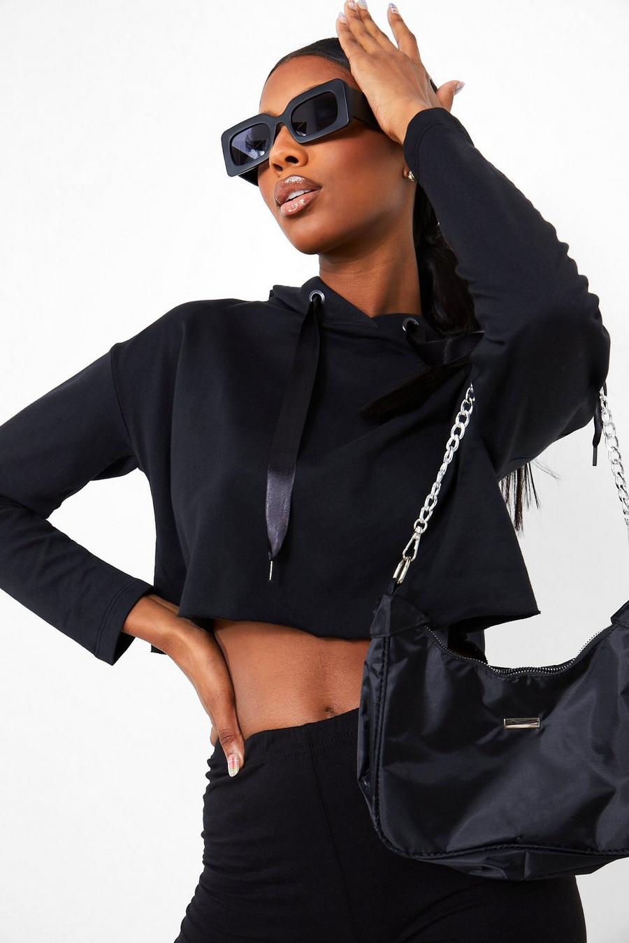 Sudadera con capucha corta con eslogan “Amazing”, Negro image number 1