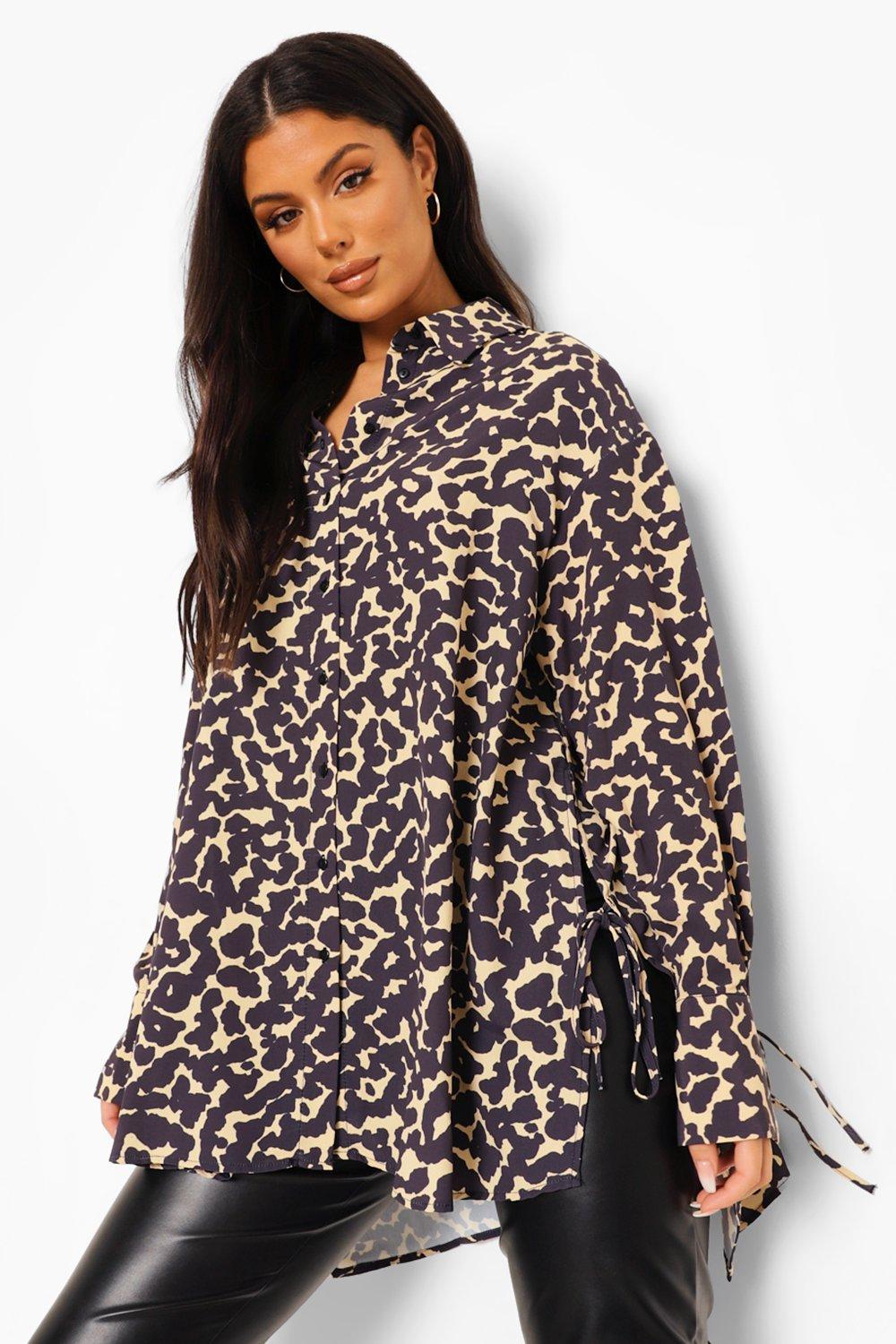 Leopard print sale shirt boohoo