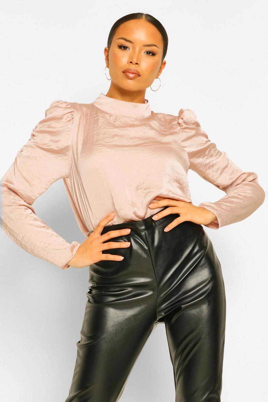 Blush Pleat Detail Ruched Sleeve Top image number 1