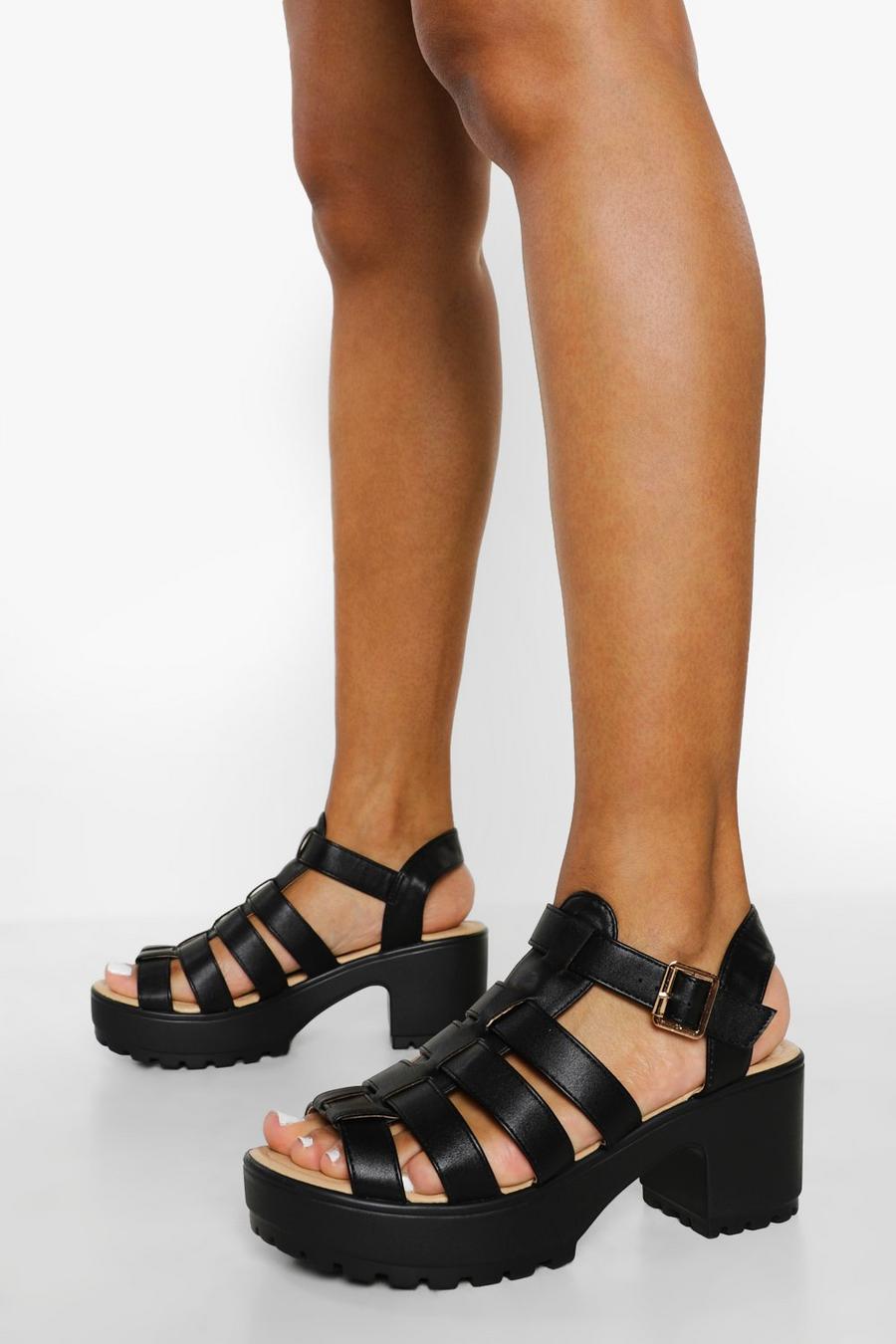 Black Fisherman Cleated Sandals image number 1