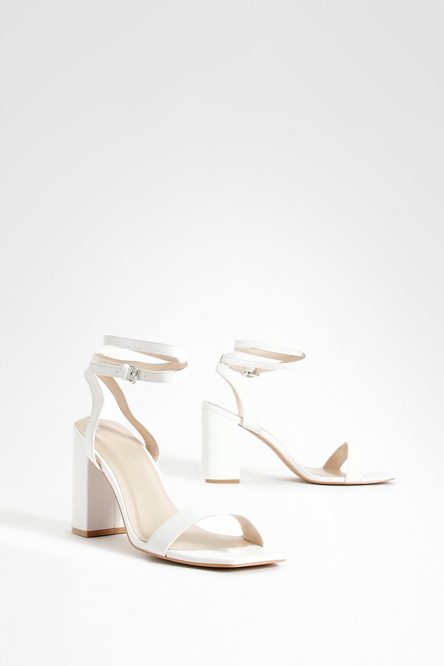 White Two Part Block Heels image number 1