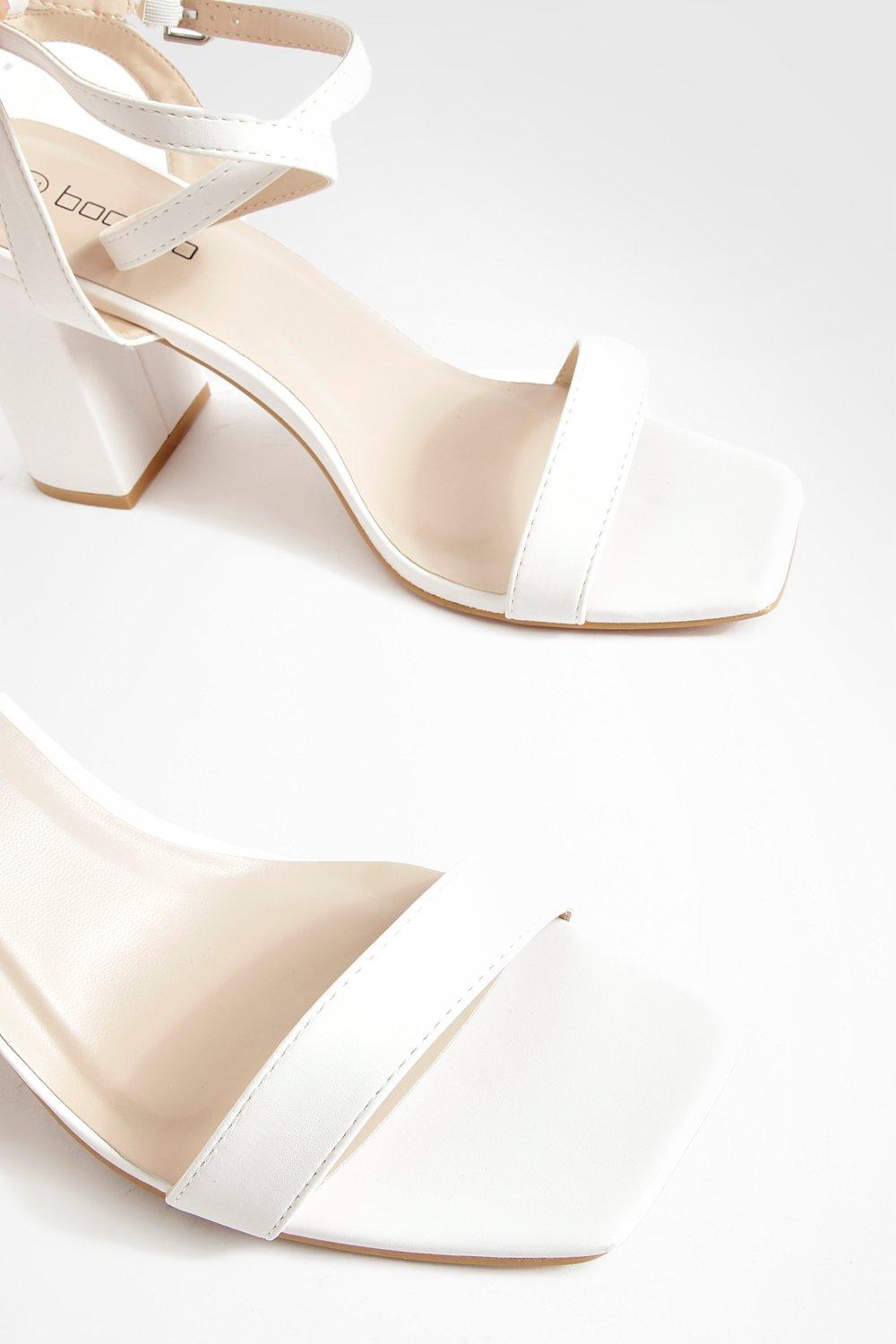 White cheap block heels