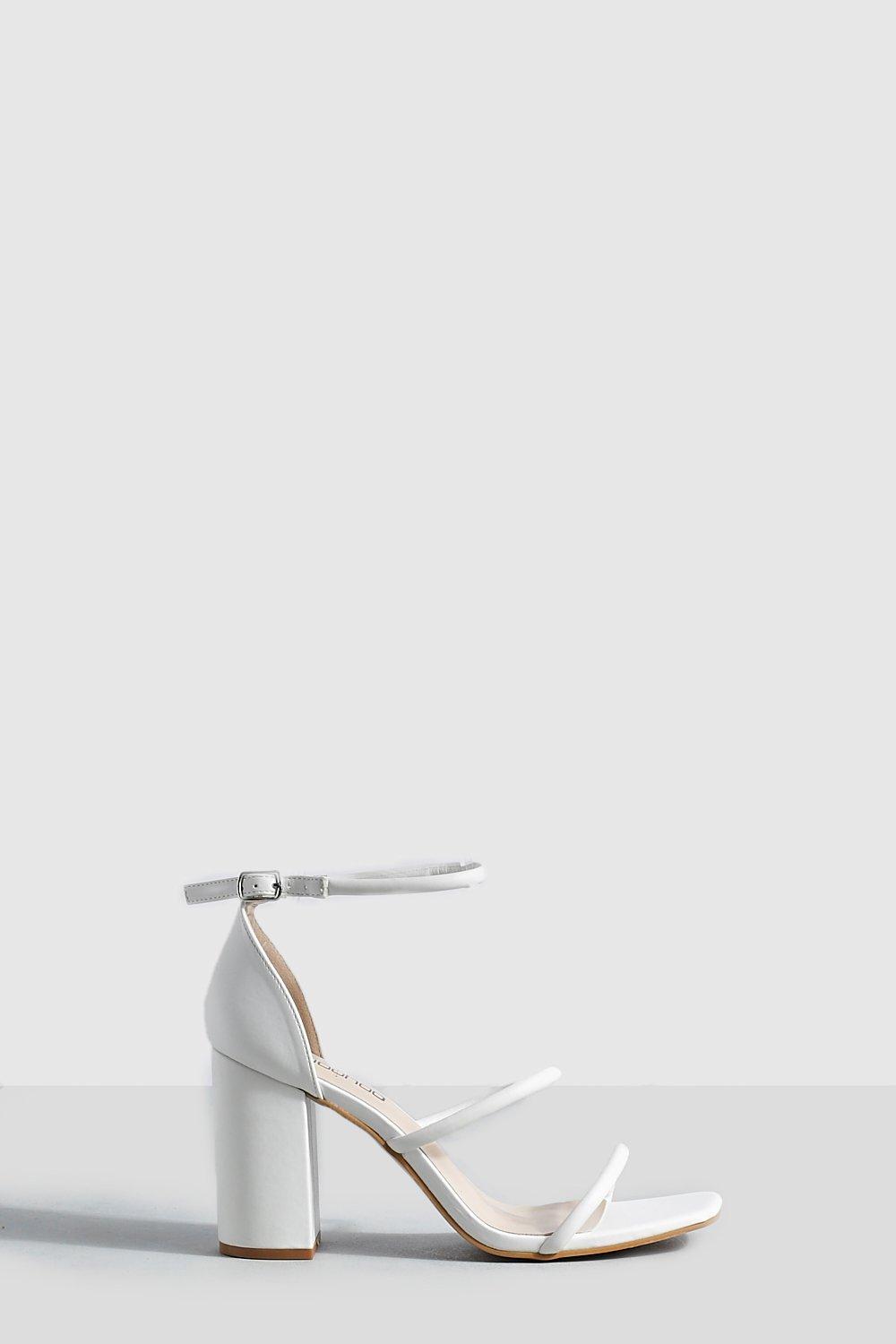 Boohoo white block store heels