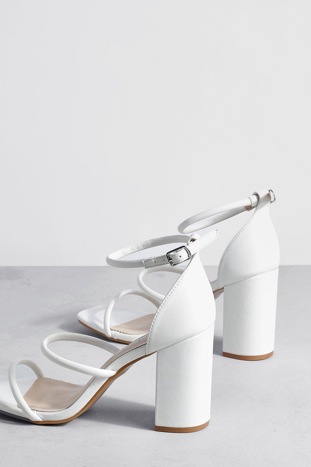 White strap hot sale block heels