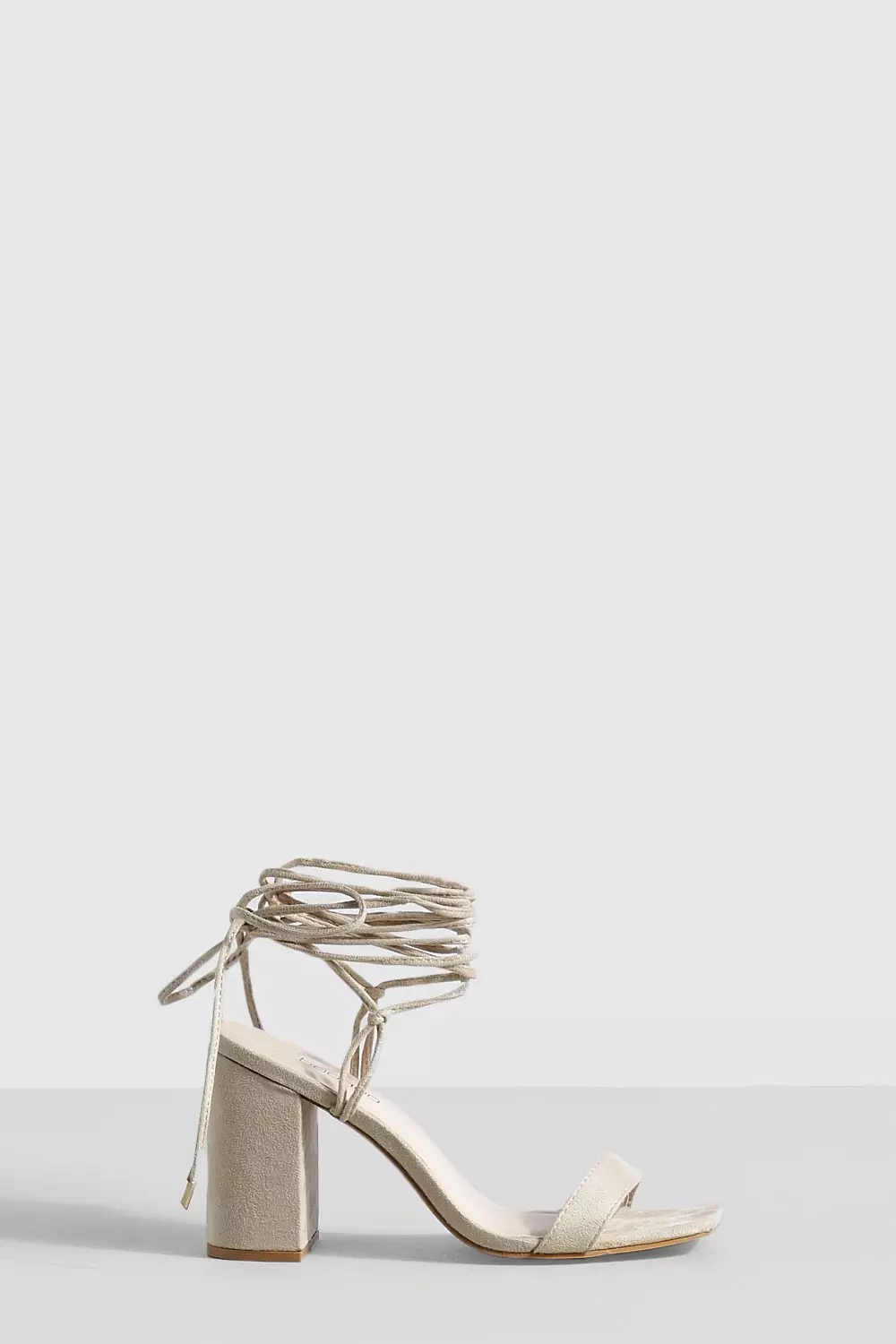 Nude Lace Up Strap Block Heels alternative image