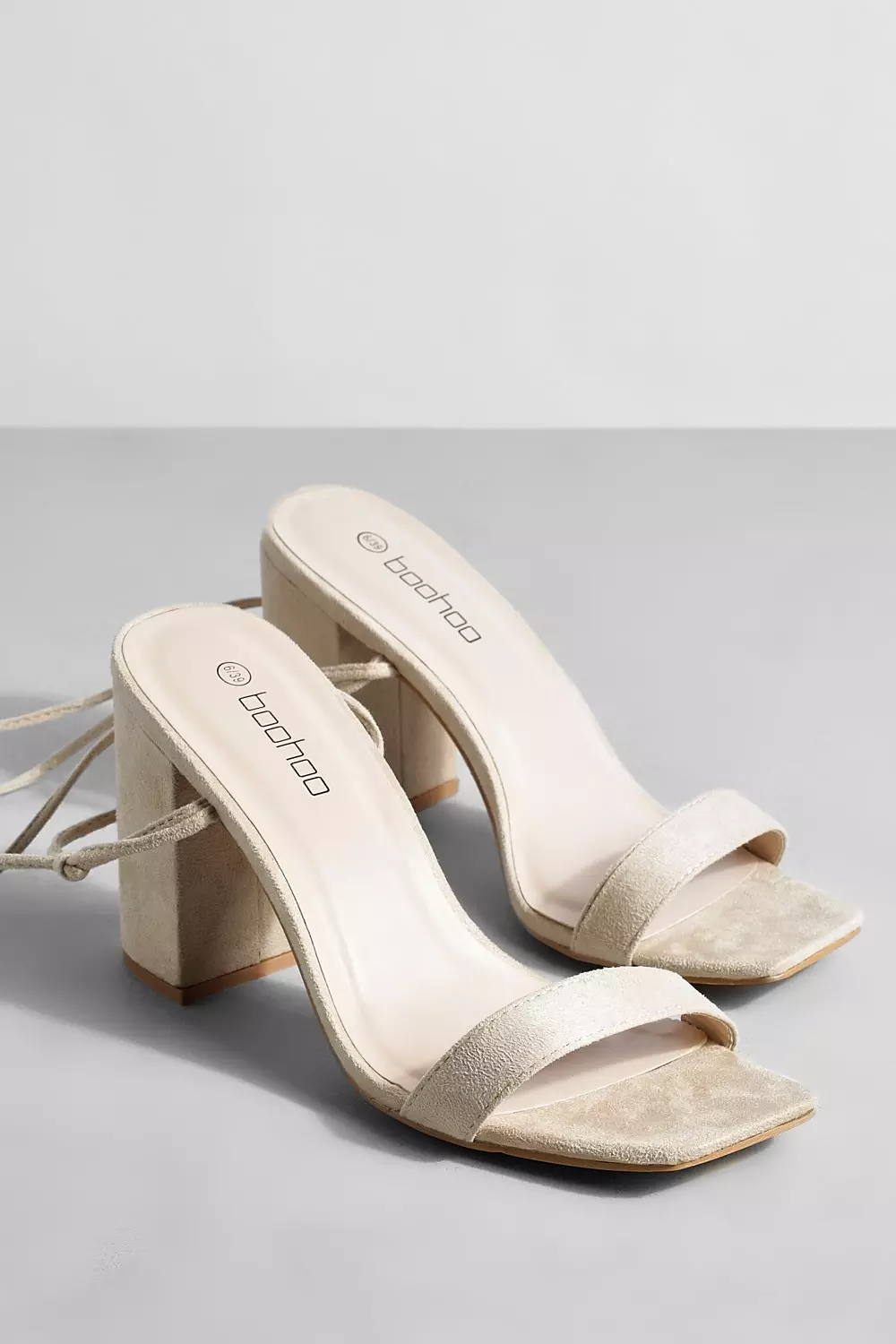 Nude Lace Up Strap Block Heels alternative image