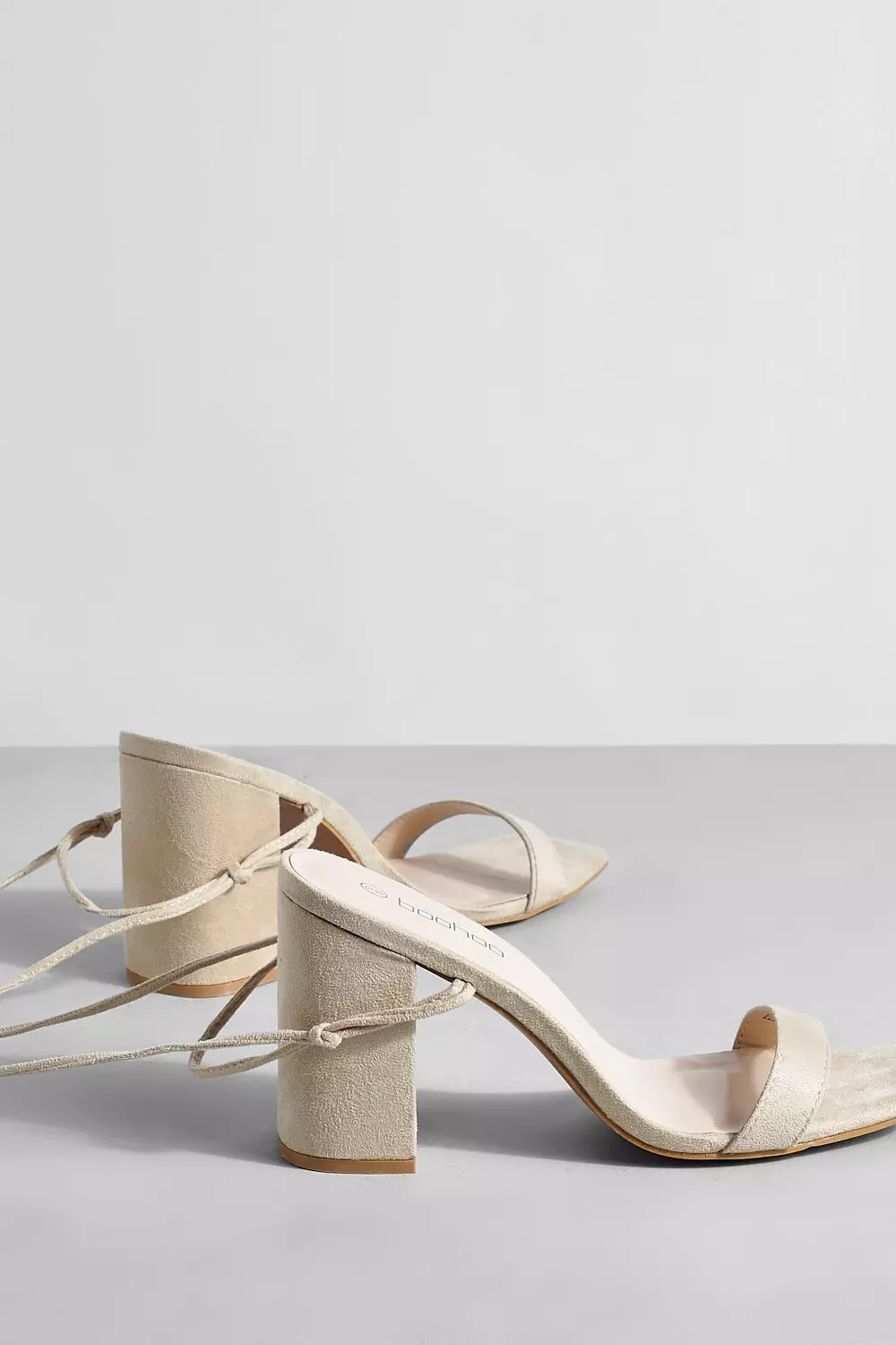 Nude Lace Up Strap Block Heels alternative image