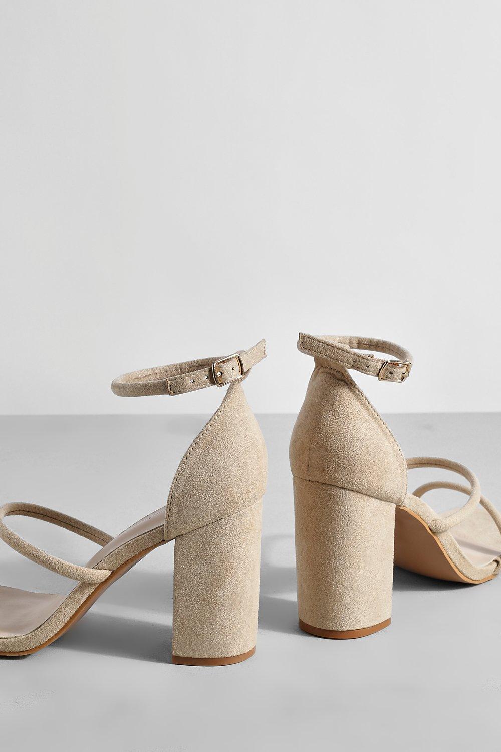 Nude Ankle Strap Block Heel