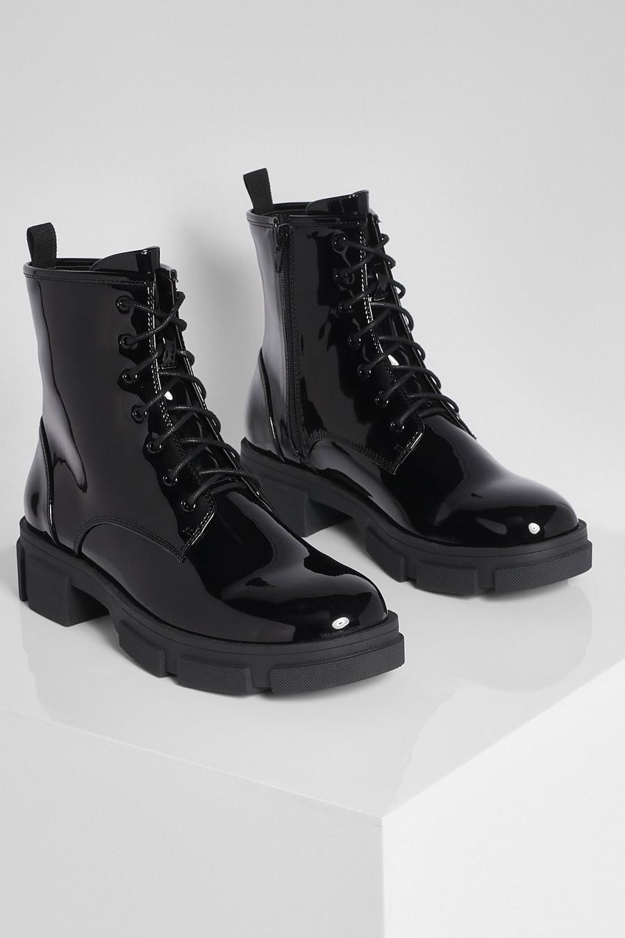 Black Interest Sole Chunky Combat Boots image number 1