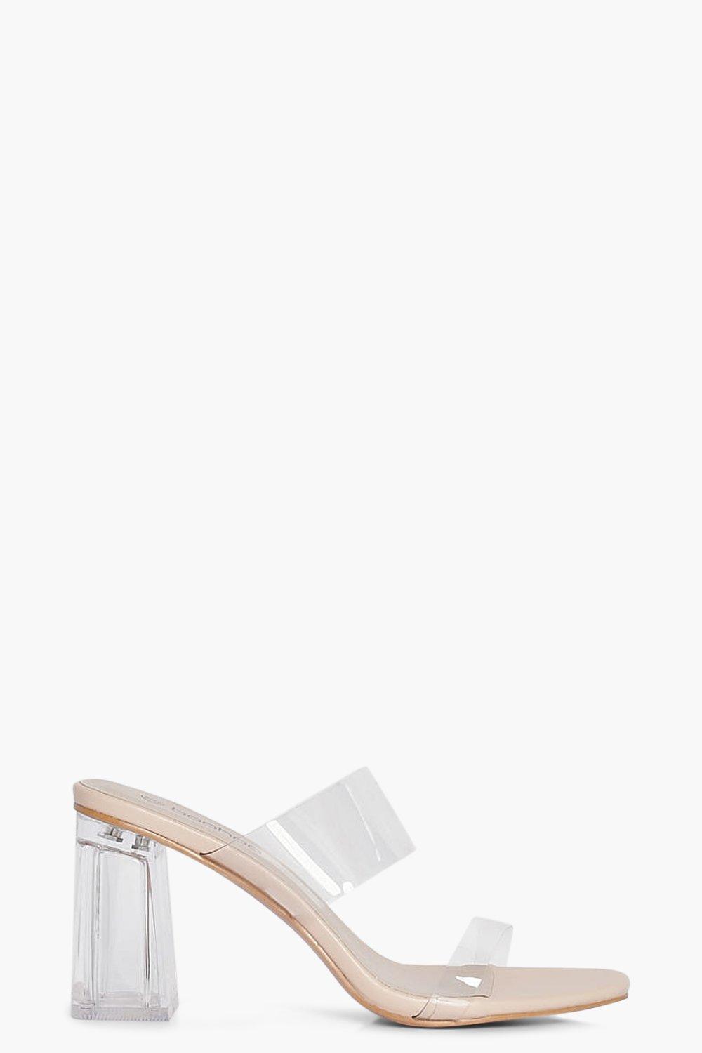 Wide Fit Clear Heel Mules