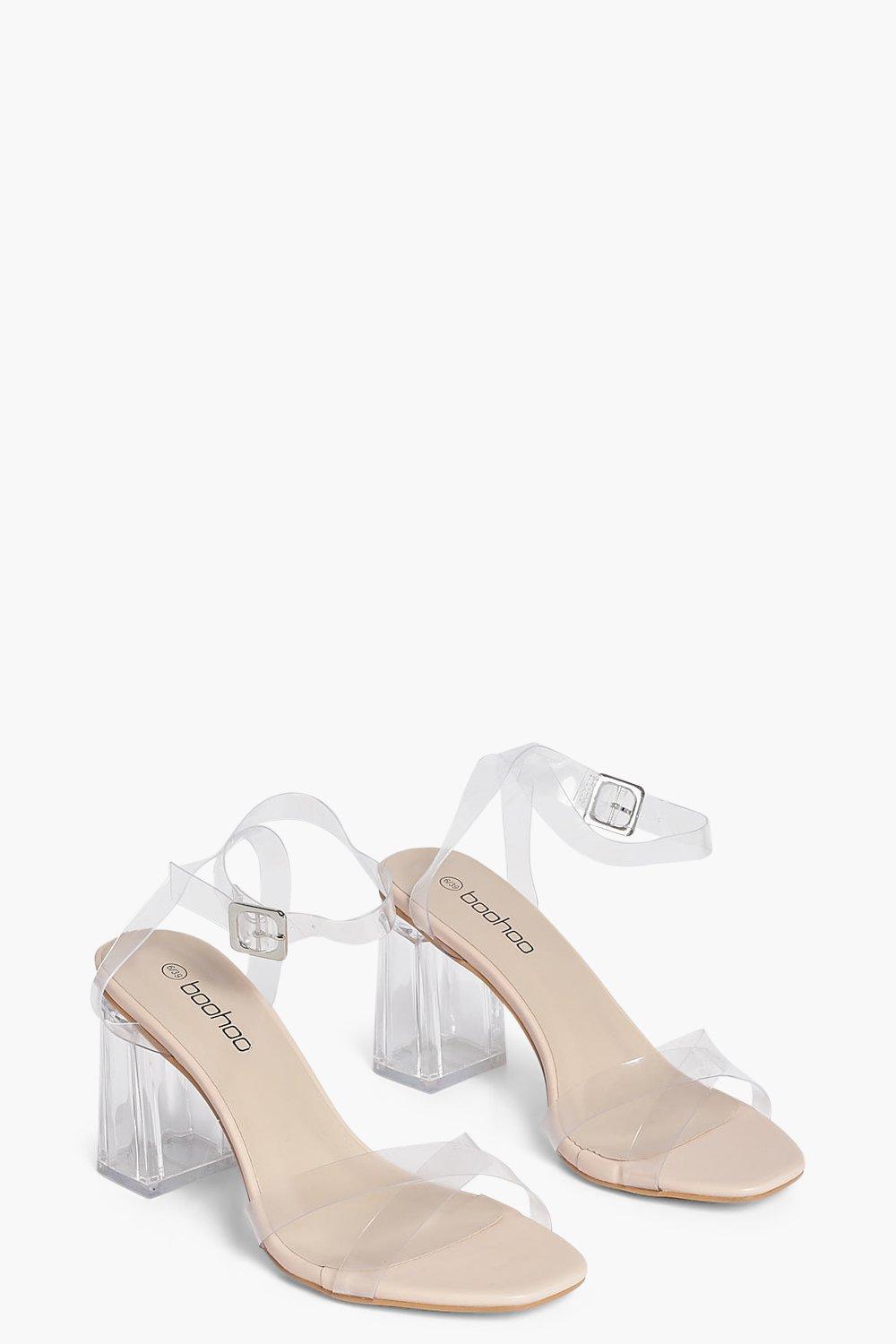 Clear block outlet heels wide fit